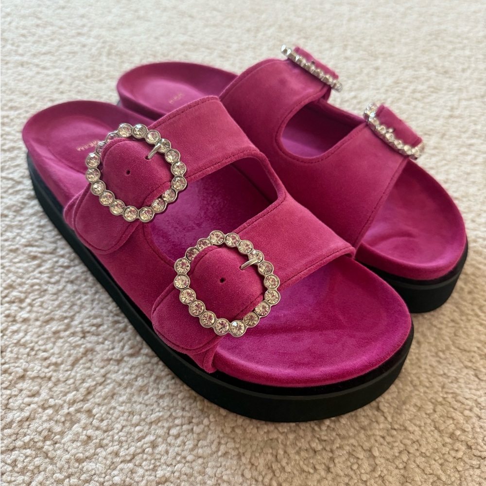 Maje Fuchsia Embellished Sandals